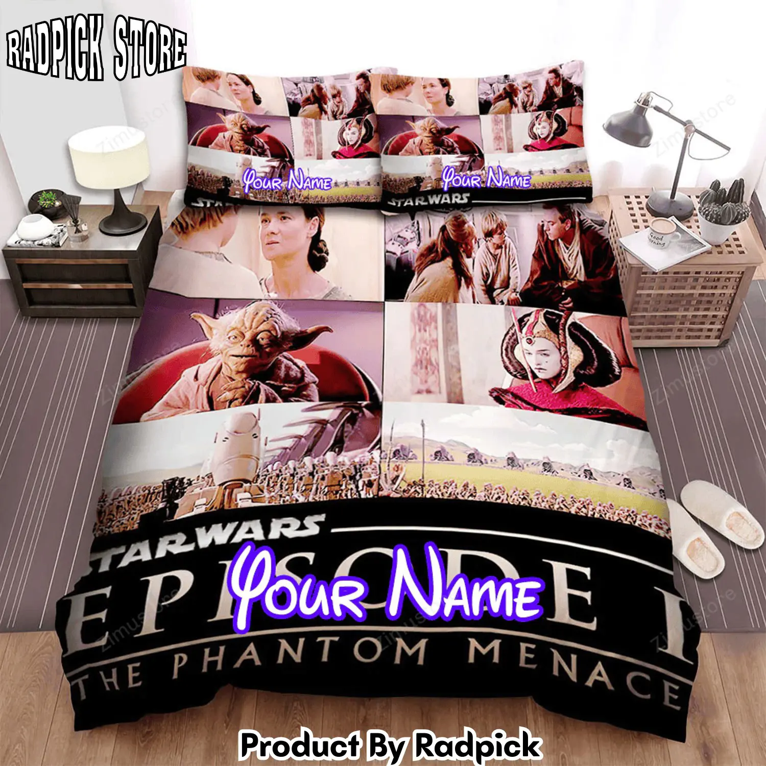 Radpick star wars episode i the phantom menace all scene movie poster bed sheets spread comforter duvet cover personalized name bedding sets rp3272003